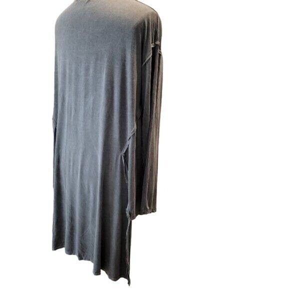 Fab'rik Tunic Top Women's Medium Gray Tie Dye Hi-Lo Stretch Tie Dye Reverse Seam - Picture 2 of 10